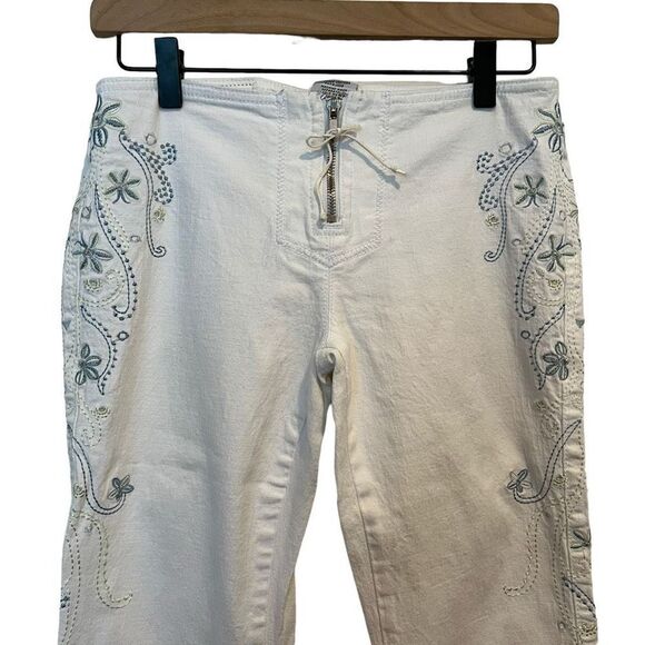 Z. Cavaricci Vintage Embroidered White Boot Cut Exposed Zipper Jeans Size 5 - Picture 3 of 7